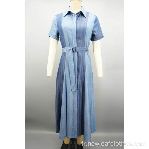 Robe de jean de chemise ceinturée dames